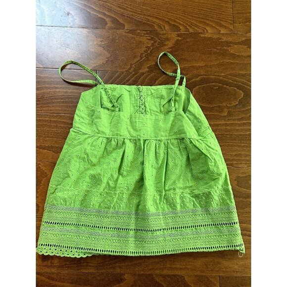 Lilly Pulitzer Green Vintage Tag Sleeveless Knit Cotton Tank Eyelet Top Size 2 - Picture 5 of 5